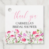Étiquettes Cadeau Rose Fleur Sauvage Script de Remerciement pour Bab (Devant)