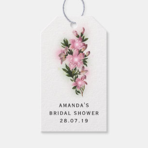 Étiquettes-cadeau Rose floral irisé et dentelle