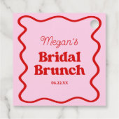 Étiquettes Cadeau Rose Foncé Ondulé Bordure Mariage Brunch (Dos)