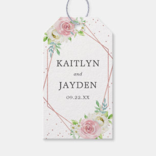Étiquettes-cadeau Rose géométrique chic Gold Foil Mariage floral
