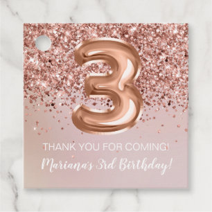 Étiquettes Cadeau Rose Gold 3ème anniversaire fête Favoriser Tags