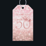 Étiquettes-cadeau Rose Gold 50th Birthday Merci Lumières<br><div class="desc">Balise cadeau "Merci" - Elégant modèle de 50e anniversaire Rose Gold Glam Lights.</div>