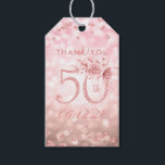 Étiquettes-cadeau Rose Gold 50th Birthday Merci Lumières<br><div class="desc">Balise cadeau "Merci" - Elégant modèle de 50e anniversaire Rose Gold Glam Lights.</div>