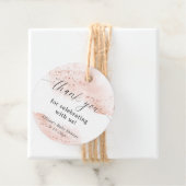 Étiquettes Cadeau Rose gold aquarelle rose blanc merci (En situation)