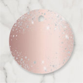 Étiquettes Cadeau Rose gold argent paillettes monogramme nom écritur (Dos)