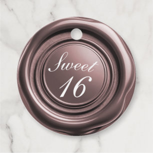 Étiquettes Cadeau Rose Gold Bougie Cire Sceau Goutte Douce 16 Mariag