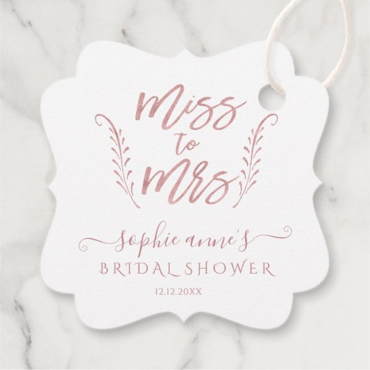 Étiquettes Cadeau Rose Gold Calligraphie Fête des mariées Bacheloret (Dos)