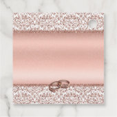 Étiquettes Cadeau Rose Gold Damask Monogramme Mariage Merci (Dos)