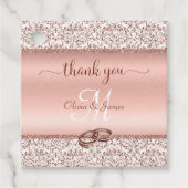 Étiquettes Cadeau Rose Gold Damask Monogramme Mariage Merci (Devant)