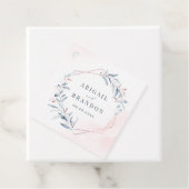 Étiquettes Cadeau Rose Gold Dusty Blue Greenery Mariage géométrique (En situation)