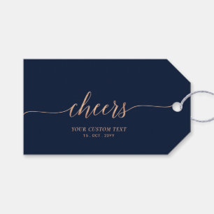 Étiquettes-cadeau Rose gold et Navy Élégant Vive la fête Faveur de s