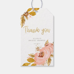 Étiquettes-cadeau Rose Gold Floral Parties scintillant Fête des mari