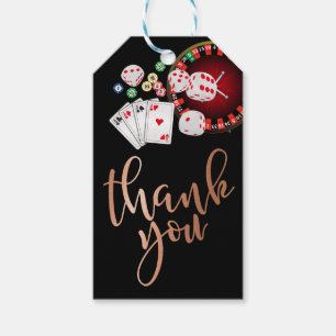 Étiquettes-cadeau Rose Gold Foil, casino, merci tag