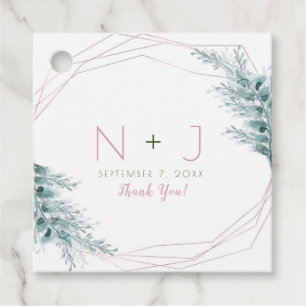 Étiquettes Cadeau Rose Gold Glam Géométrique Botanique Mariage