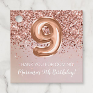 Étiquettes Cadeau Rose Gold Kids Girly 9e fête d'anniversaire