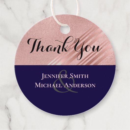 Étiquettes Cadeau Rose Gold Marine Parties scintillant bleue Foil L (Devant)