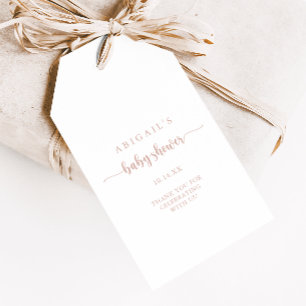 Étiquettes-cadeau Rose Gold Minimaliste Calligraphie Baby Shower