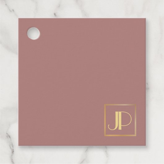 Étiquettes Cadeau Rose Gold Moderne Élégant Modèle Or Monogramme (Devant)