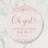 Étiquettes Cadeau Rose Gold Oh Girl Favor Confetti Script (Devant)