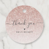 Étiquettes Cadeau Rose Gold Pailleté Élégant Merci (Dos)