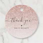 Étiquettes Cadeau Rose Gold Pailleté Élégant Merci (Devant)