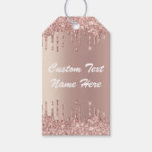 Étiquettes-cadeau Rose Gold Parties scintillant Texte personnalisé V (Devant)