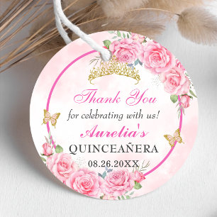 Étiquettes Cadeau Rose Gold Quinceanera Miss Quince 15 Anos Annivers