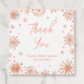 Étiquettes Cadeau Rose Gold Snowflakes Baby shower Merci (Devant)