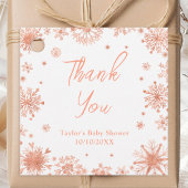 Étiquettes Cadeau Rose Gold Snowflakes Baby shower Merci