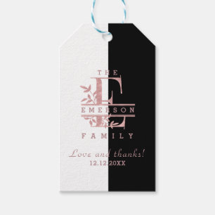 Étiquettes-cadeau Rose Gold Split Monogramme personnalisé E F G H I