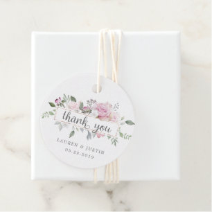 Étiquettes Cadeau Rose Jardin fleuri Mariage Merci