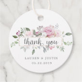 Étiquettes Cadeau Rose Jardin fleuri Mariage Merci (Devant)