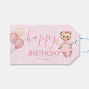 Étiquettes-cadeau Rose mignon Joyeux Enfants d'anniversaire