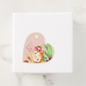 Étiquettes Cadeau Rose mignon singe bébé fille Faire-part (En situation)