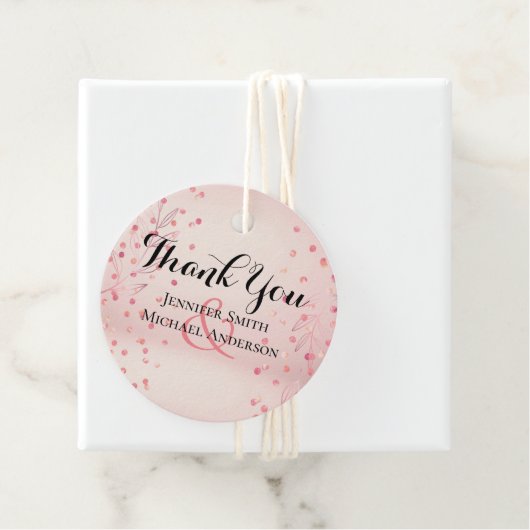 Étiquettes Cadeau Rose moderne Gold tendance Mariage budget (En situation)