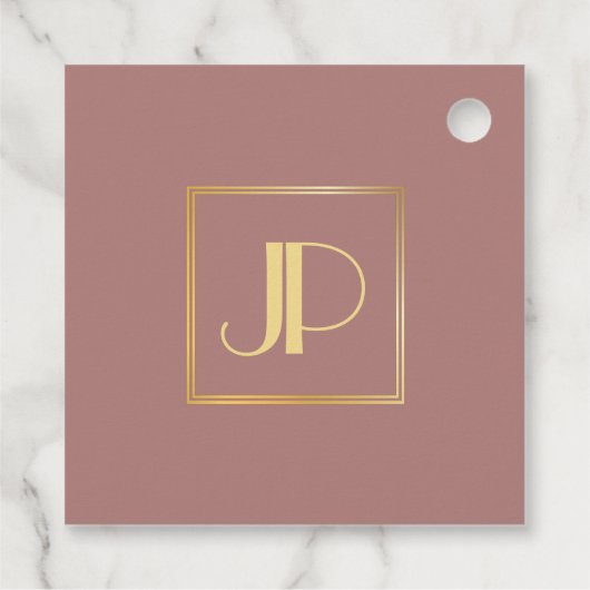 Étiquettes Cadeau Rose or Monogramme Or Modèle élégant (Dos)