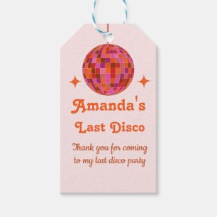 Étiquettes-cadeau Rose Orange Groovy Dernière disco Enterrement de v