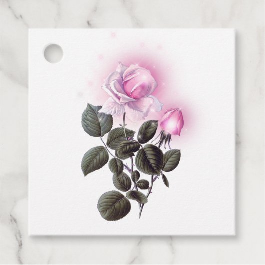 Étiquettes Cadeau Rose Pailletée Rose (Devant)