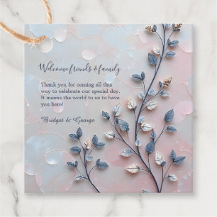 Étiquettes Cadeau rose pâle et tonalité perle mariage de la branche