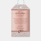 Étiquettes-cadeau Rose Parties scintillant or Damask Monogram Mariag (Devant)