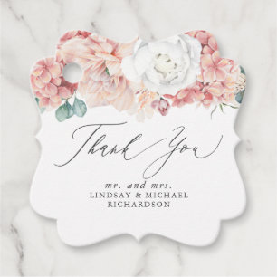 Étiquettes Cadeau Rose Poussiéreuse Fleurs de Pêche Élégant Merci