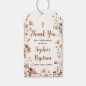 Étiquettes-cadeau Rose Poussiéreuse Rustique Fleur Sauvage Baptême M (Devant)