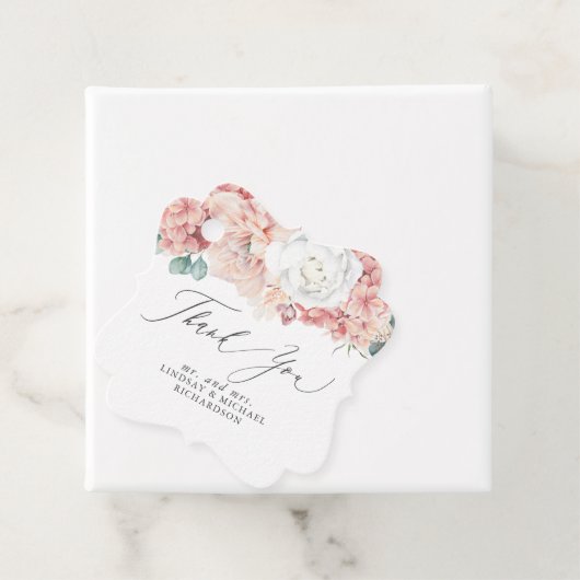 Étiquettes Cadeau Rose poussiéreux Pêcher Floral Élégant Merci (En situation)