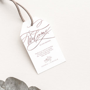 Étiquettes-cadeau Rose romantique Gold Calligraphy Mariage Bienvenue