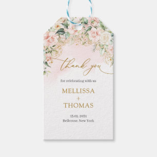 Étiquettes-cadeau Rose rose clair script de calligraphie moderne mar