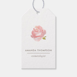 Étiquettes-cadeau Rose rose poudrée aquarelle chic