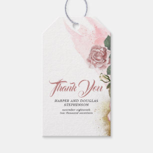 Étiquettes-cadeau Rose rose roux Dusty Aquarelle mariage vintage