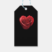 Étiquettes-cadeau Rose rouge en forme de coeur - (Dos)