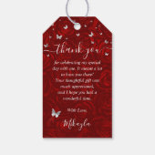 Étiquettes-cadeau Rose rouge et couronne d'argent, Cadeau de remerci (Dos)