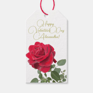 Étiquettes-cadeau Rose rouge - Symbole d'amour - Personnalisé Valent